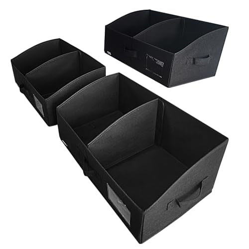 3 Packs Closet Storage Bins - Trapezoid Large Storage Box - Foldable Fabric Baskets for Organizing Clothes - Baby Toiletry. Toys. Towel. DVD. Book (Black. 20 x 11.2 x 8.3 inches)