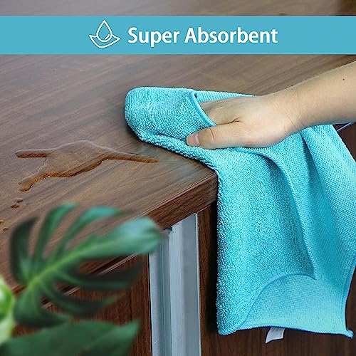 HOMEXCEL Microfiber Cleaning Cloth.8 Pack Cleaning Rag.Cleaning Towels with 4 Color Assorted.11.5X11.5(Green/Blue/Yellow/Pink)