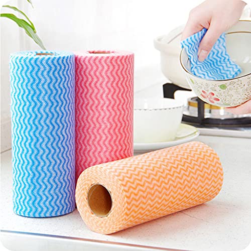 50 Pieces of Lazy Daily Necessities Scouring Pad Rolls Disposable Cloth Towels Kitchen Cleaning Tools Dish Towel Disposable Cleaning Towels Dish Towels for Kitchen