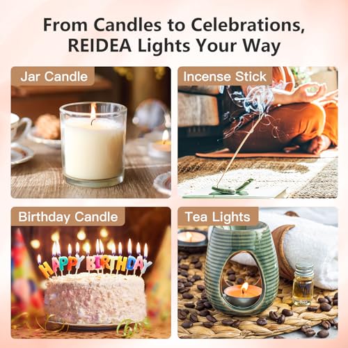 REIDEA Electronic Candle Lighter 2 Pack Arc Windproof Flameless USB Rechargeable Lighter with Safe Button for Home Kitchen (Champagne Gold)