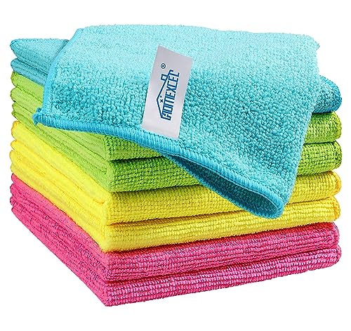 HOMEXCEL Microfiber Cleaning Cloth.8 Pack Cleaning Rag.Cleaning Towels with 4 Color Assorted.11.5X11.5(Green/Blue/Yellow/Pink)